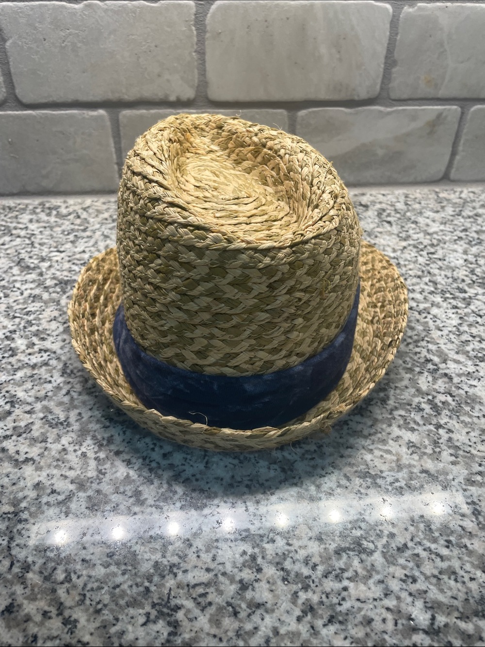 Straw Fedora with Navy Band